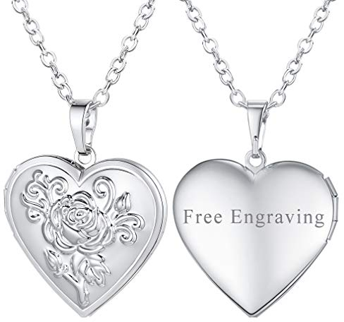 FaithHeart Damen Herz Medaillons Besonders Angefertigt mit Bild Mädchen Foto Herz Anhänger mit Geschenkebox