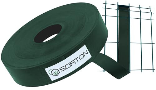 Sorton Frangivista per Recinzione Giardino, Rotolo Fasce Frangivista Balcone da Esterno, Frangivento per Recinzione Giardino, Strisce di Protezione in PVC 46MM (35 Metri, Verde Scuro - RAL6005)