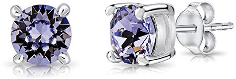 Orecchini Donna Classici Argento 925 con Brillantini di Cristallo - Orecchini a Perno Argento 925 - Orecchini Brillanti - Orecchini Lilla