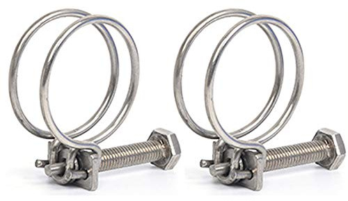 2 Pieces Double Wire Hose Clips Adjustable 304 Stainless Steel Hose Clamps Pond Hose Joint to Fit for 16-19mm Pipe