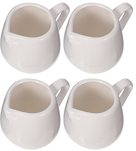 Angoily 4 Unidades de Cerámica Crema Porcelana Café Leche Jarra Jarra Jarra Jarra con Asa para El Hogar Y La Cocina 100Ml