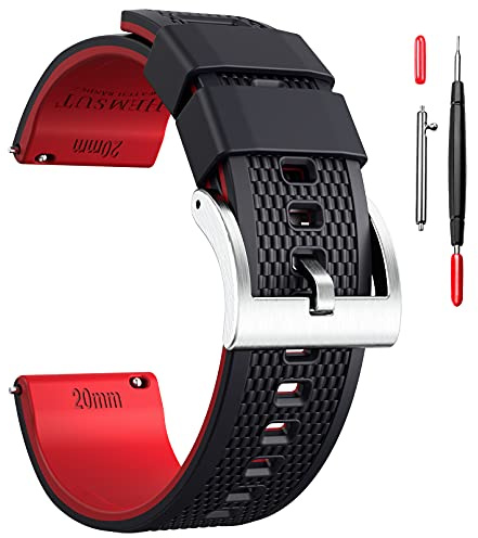 hemsut h Silikon Uhrenarmbänder, 18mm 20mm 22mm Silicone Watch Strap Quick Release Kautschuk Uhrenarmband für Männer Frauen weichen Ersatz