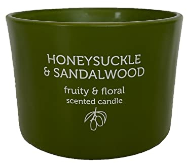 Pan Aroma Green Decorative Holder & Scented Candle, Sandalwood & Honeysuckle, 85G