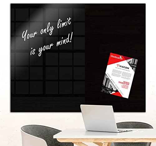 Design Glasmagnettafel MIO - stylisches Glasboard für Zuhause und im Büro - Glastafel beschreibbar und magnetisch - 100x200 cm Schwarz