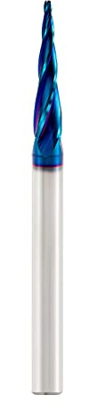 CNC Router Bits 1/4 Shank Spiral Ball Nose 2D & 3D Carving Bits 5.4 Deg Tapered Angle Ball Tip R0.8 1/4 Shank 3 OVL for Wood Carving Engraving