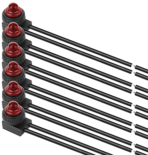 GUUZI 6Pcs 12V-24VDC 110-220VAC Interruttore a Pulsante Impermeabile, Interruttore a Pulsante Autobloccante per Illuminazione Esterna, Rosso