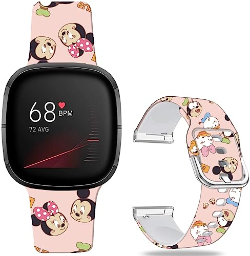 Leotop Pattern Printed Soft Silicone Replacement Watch Bands Compatible with Fitbit Versa 4/ Versa 3/ Fitbit Sense 2/ Sense Smart Watch Straps for Women Men Teens, Sport Adjustable Wristband Band.