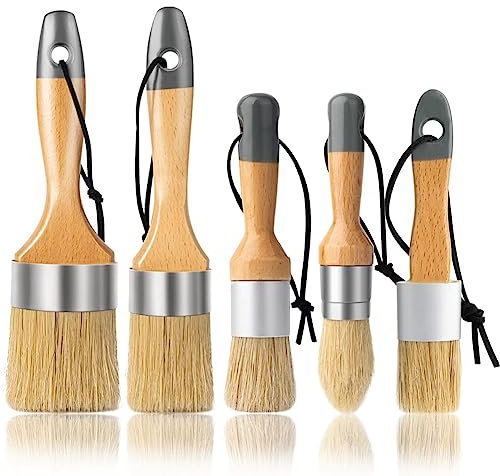Evenden Round Oval Chalk Paint Brushes 5,Chalk Paint, for All Painting and Waxing