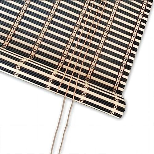 Bambusrollo Seitenzugrollo 70% Bambus Rollo Natur Jalousine Schwarz und weiß Schattierung Bambus Raffrollo Holzrollos Lichtfilter Sonnenschutz und Sichtschutz Rollo Fenster Patio (W85 x H80 cm)