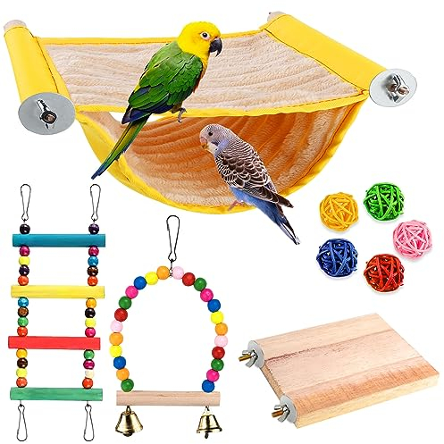 Vogel Hängematte Etagenbett,Vogelkäfig Zubehör,Vogelnest Höhlen Schlafplätze,Vogel Spielzeug Vogelsitzbrett,Kauspielzeug Vogel Papagei Schaukel für Wellensittiche Sittich Unzertrennliche Kakadu