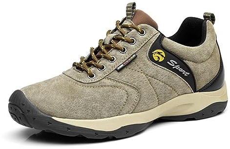 Señoras Zapatos de Aumento de Altura Transpirable Zapatos de Senderismo al Aire Libre cómodo de Cuero Liso Casual Zapatillas de Deporte de Alta elástica amortiguación de Choque