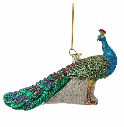 Kurt S. Adler NB1732 Pfauen-Weihnachtsschmuck Vogel mit Pfauen-Motiv, lila, blau, blaugrün, 12,7 cm