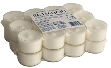 Tealight con taza transparente Ø 3,9 cm h. 2,7 cm 24 piezas - 6,5 horas