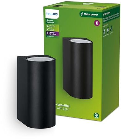 Philips Outdoor Nightingale Wandleuchte up/down, 2x max. 35W, exkl. Leuchtmittel, IP44 wetterfest, schwarz