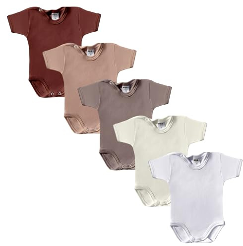 MEA BABY Kurzarmbody für Babys – 5er Set Unisex aus Baumwolle mit Motiv (98, Mädchen3)