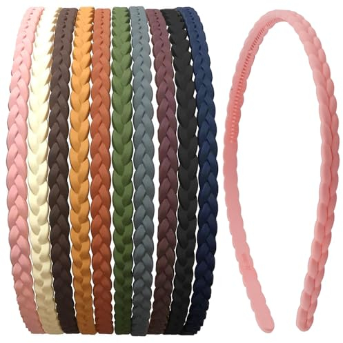 KBNIAN Dünne Stirnbänder, 10 Stück Kunststoff-Haarbänder mit Zähnen Bunte Haarreifen Elegante Haarbänder für Frauen und Mädchen-10 Farben