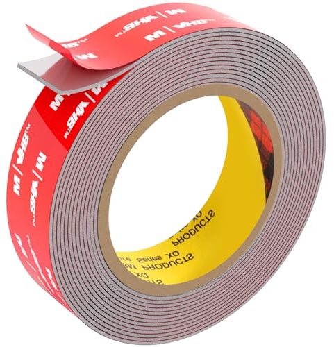FIXCHORD Double Sided Tape Heavy Duty, Extra Strong Adhesive Tape, Waterproof Mounting Tape, Double Sided Acrylic Foam Tape for Automotive, LED Strips, Home & Office Decor, Grey (15.4FT×0.98IN)