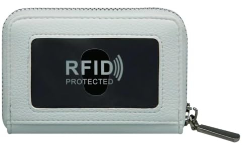 irisaa Kreditkartenetui Damen, kleine Geldbörse mit RFID Schutz, 14 Kartenfächer Kartenhalter mit Schlüsselanhänger, Geschenkbox, DKB Farbe:Weiß