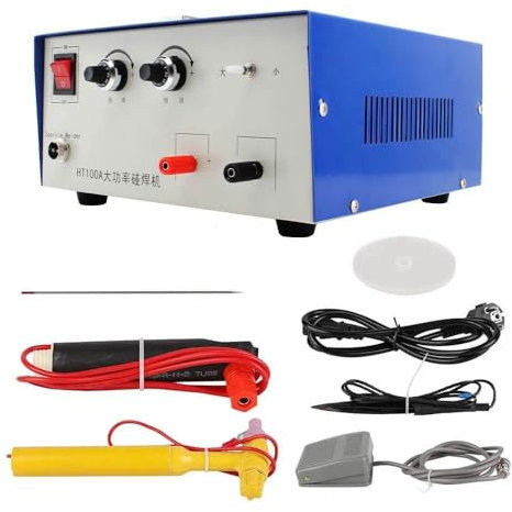 Jewelry Spot Welder, Pulse Sparkle Spot Welder 220V 100A Portable Spot Welding Machine with Foot Pedal for Gold Silver Platinum Steel
