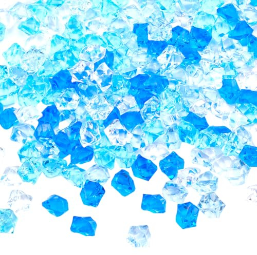 SUNNYCLUE 400 Stück 4 Farben Blauer Edelstein Vasenfüller Kleine Acryl Eissteine Große Menge Kleine Nuggets Transparente Diamanten Kristalle Ohne Loch Perlen Edelsteine Eiswürfel Imitat Für Party Zuha