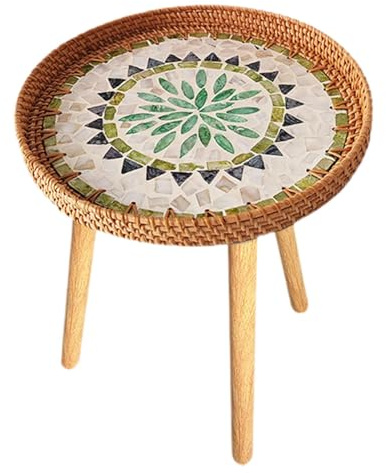 Table D'appoint En Osier avec Finitions Sophistiquées, Bohême 60cm