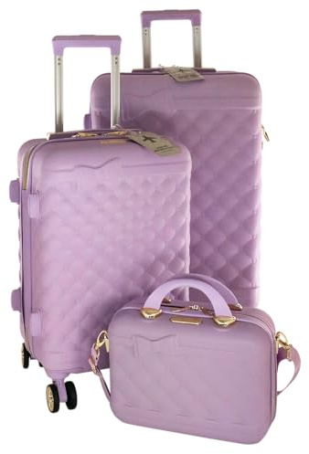 Camomilla Milano Set 3 pz Valigeria, Valigia (70 lt.) + Trolley (40 lt.) + Vanity Case (15 lt.), Materiale Rigido, Ruote Pivotanti, Collezione Ribbon, Colore Glicine