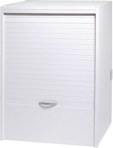 Rocard ® | Mobile Coprilavatrice | Roll Up Colore Bianco | Misure: 66,5x59,5x91 cm | Apertura a Serranda Verticale | Struttura In PVC |Frontale Estraibile Per Manutenzione Lavatrice |
