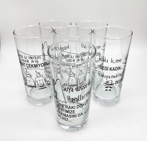 Turkish Zone Designer Türkisches Raki Glas Raki Bardagi 190cc gerades Modell 6 Gläser Limonadenglas