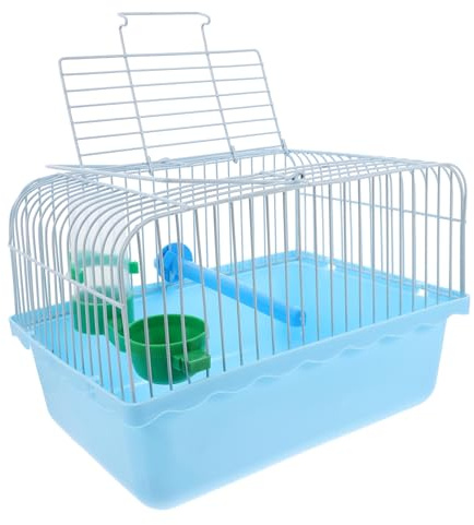 Yardwe Small Bird Cage for Travel ABS Iron Portable Cage Perch Food Tray Water Dispenser Bird Carrier