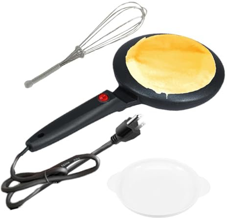 Padella elettrica per pancake, piastra rotonda elettrica per pancake | 600 W portatile produttore di frittelle da 7,87 pollici con controllo termostatico per colazione, antiaderente,