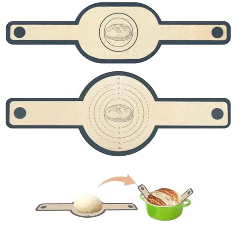 2 Pezzi Tappetini da Forno in Silicone, Tappetino Pane per Forno Olandese,Riutilizzabile Cinghie Pane con Manici Lunghi