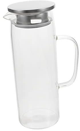 Cabilock Bottiglia Di Vetro Con Coperchio e Beccuccio Contenitore Per Succo Barattolo Per Acqua in Frigorifero Caraffa Per Acqua Trasparente Teiera in Vetro Grande Contenitore Per Bevande