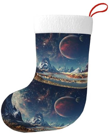 Hgbbdyyjj Planet Weihnachtsstrümpfe für Herren und Damen, Weihnachtsstrümpfe, weiches Polyester, dekorative Socken, Schwarz , Einheitsgröße