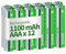 Granicell AAA Rechargeable Batteries, 1100 mAh High Capacity, 1300 Cycles, 1.2V Low Self-Discharge NiMH AAA Battery, 12 Count