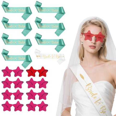 Set di 8 fasce per addio al nubilato, colore bianco e verde, accessori per addio al nubilato, decorazioni per futura sposa, fascia per damigella d'onore, addio al nubilato, matrimoni