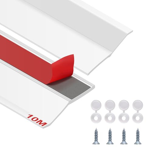 EFUTURETIME 6m Burlete para Bordes de Puertas de Garaje Universal, Blanco | Junta de Goma Autoadhesiva, Tira de Sellado, Superiores y Laterales de Puerta