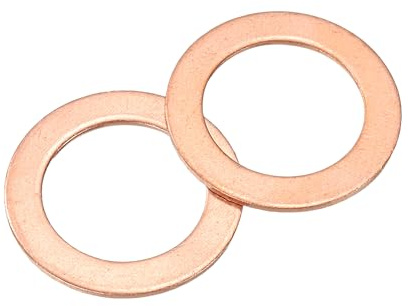 sourcing map Rondella piatta M16, 12 rondelle piatte con anello in rame, diametro esterno 24 mm, 1 anello di tenuta in metallo spesso per viti, bulloni, dadi