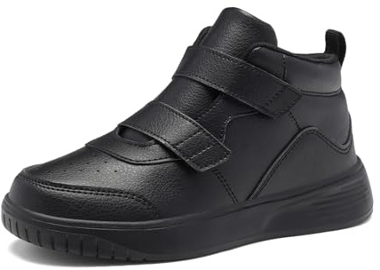 RTOUNT Boys Black Trainers Little Kids School Tennis Shoes for Girls Running Adjustable Strap Sneakers Size 12 Child