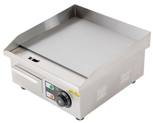 Grillplatte Elektrisch 2000W, Profi Gastro Elektrogrill, Flache für die Arbeitsplatte, Einstellbare Temperatur von 50–300 °C, Edelstahl-Grillplatte für Restaurants, Küche, Gewerbe
