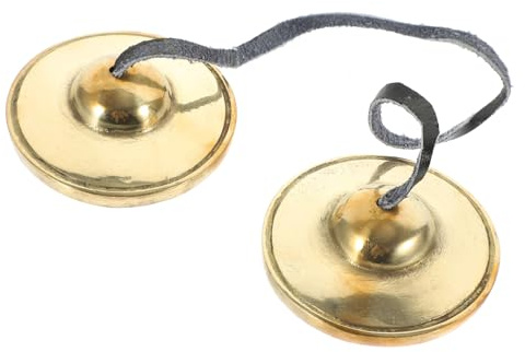 DECORNIJIA Címbalos de Cobre Hechos a Mano para Meditación y Yoga, Instrumento de Percusión Portátil Sonido Claro y Diseño Tradicional Nepali