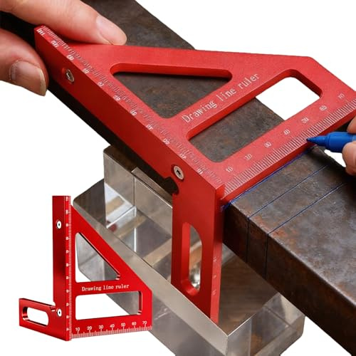 3D Carpenter Square | Homiladi 1Pcs Red 3D Multi Angle Carpenter & Multi-Purpose Carpenter's Triangle Square for DIY Projects, Engineering | 45/90 Degree Woodworking Square Protractor