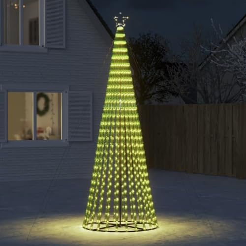 ACAGALA LED Weihnachtsbaum Außen mit Stern 688 LEDs 300 cm Beleuchtete Kegelform Tannenbaum Outdoor, Grünen Tannennadeln aus PVC umwickelt, Warmweiß Lichterbaum mit Stern, Weihnachtsdeko Garten
