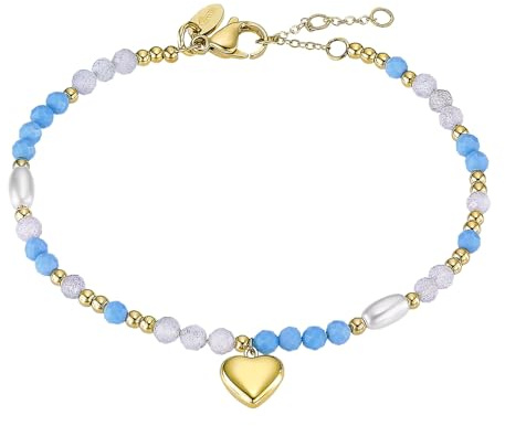 LOTUS Pulsera Style Woman’s Heart LS2553-2/3 Mujer – Acero Inoxidable Dorado con Perlas Naturales 4x6 mm | 20 cm