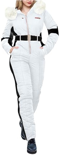 TYUSGH Traje de nieve para niñas, traje de esquí para niños, overol cálido para adolescentes, todo en uno, abrigo acolchado, traje de nieve para deportes al aire libre, blanco, 13-14 años
