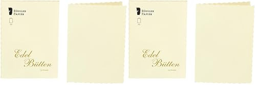 Rössler Edelbütten-Kartenpack | Kartenset | 20 Klappkarten blanko | DIN A6 Papier | Blanko Karten zum Selbstgestalten | Einladungskarten blanko | 11 x 1 x 15 cm| 1 Stück | Farbe: Ivory (Packung mit 2)
