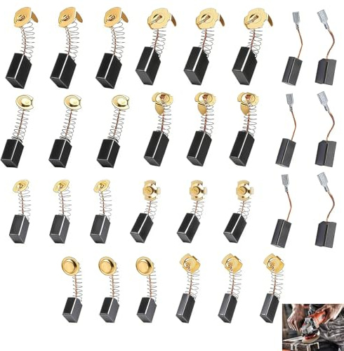 30 Piezas Cepillos Carbón Herramientas Eléctricas, Kit de Escobillas Carbón Motor Eléctrico con 10 Tamaños Diferentes, Taladro, Amoladora Sierra Motor Universal, Set Surtido Reparación y Mantenimiento