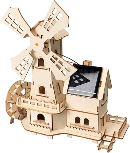 3D Wood Puzzle Solar Powered Windmill House Wooden Puzzles Scientific Educational Wooden Houses for Crafts for Kids Fashion Book