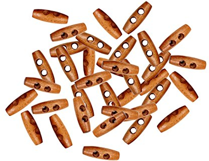 Bodhi2000 50 x Vintage-Holzknöpfe zum Nähen, Scrapbooking, Knebelknöpfe, 3 cm x 1,4 cm.