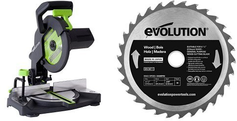 Evolution F210-CMS Multi-Purpose Compound Mitre Saw with Additional Wood Carbide-Tipped Blade, 210 mm (230V)