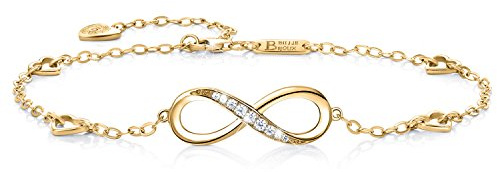 Billie Bijoux Womens 925 Sterling Silver Infinity Anklet Bracelet Endless Love Symbol Charm Adjustable Large Bracelet Gifts for Women(C- Gold)